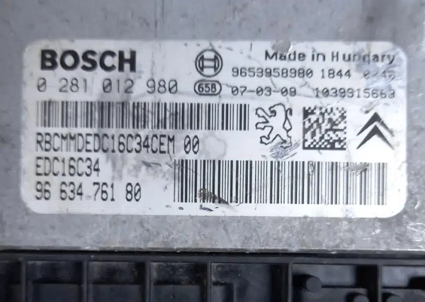 9663476180 Motor Beyni, 9663476180, 9653958980, 0281012980, 1039S15668, EDC16C34, Citroen Motor Enjeksiyon Beyni, Citroen C4 Motor Enjeksiyon Beyni,